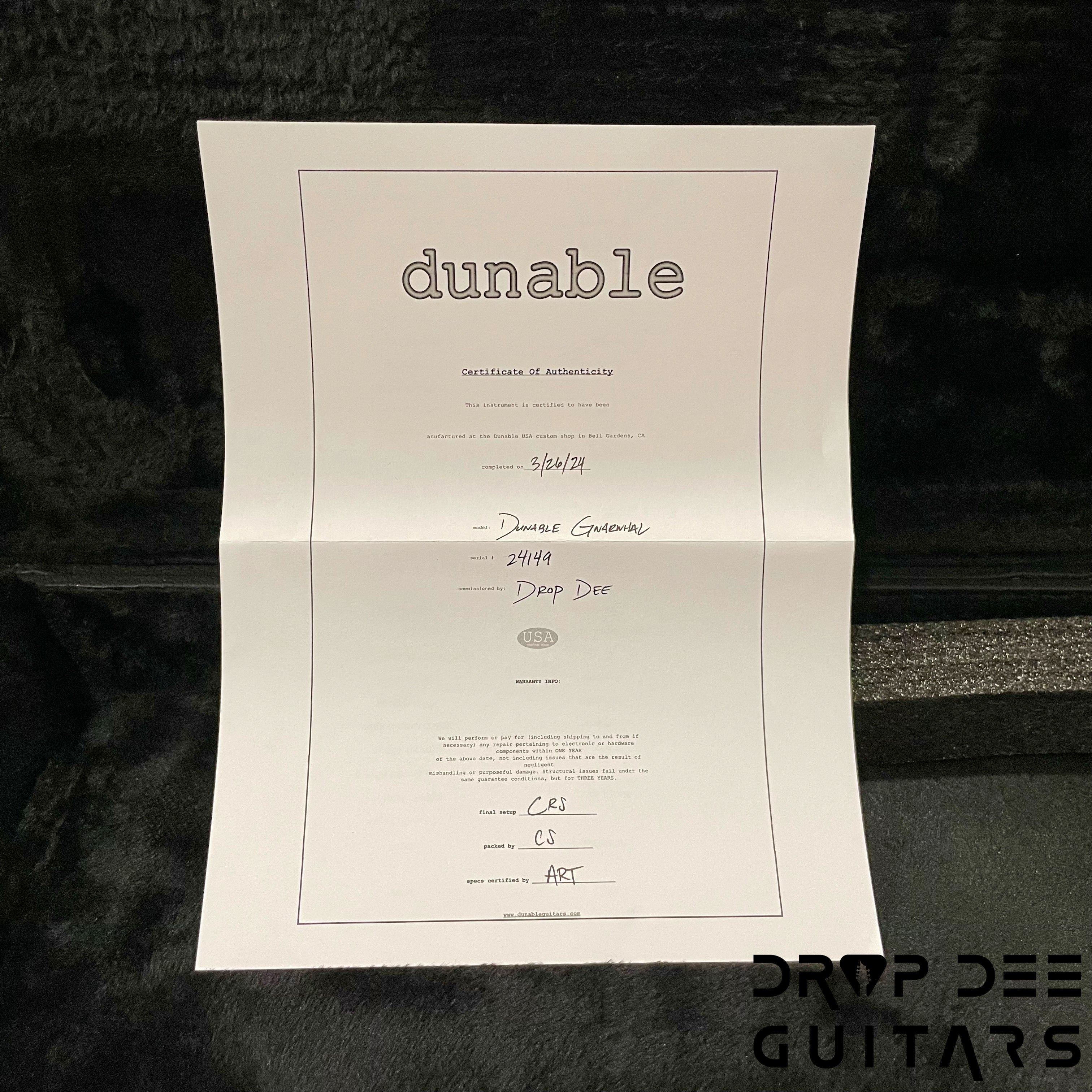 Dunable USA Custom Shop Gnarwhal Electric Guitar w/ Case