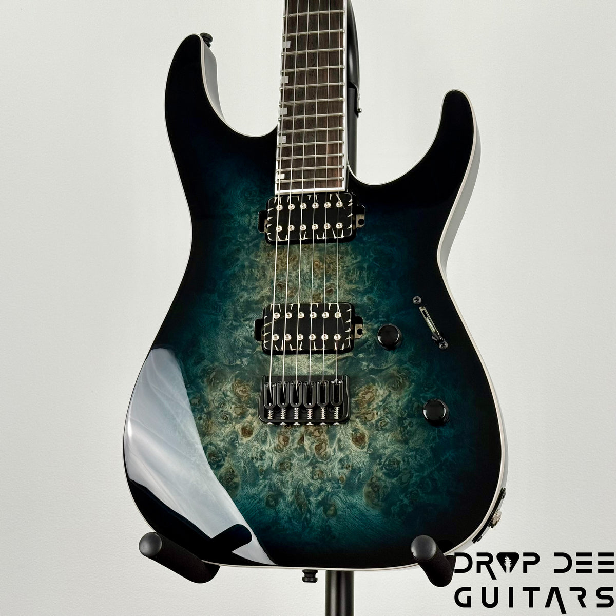 ESP E-II M-II HT Electric Guitar w/ Case - Mercury Blue Burst