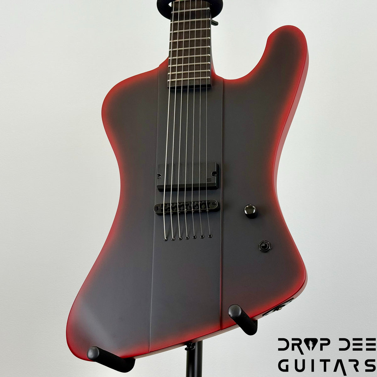 ESP LTD Phoenix-7 Baritone Black Metal 7-String Electric Guitar - Black Red Burst Satin