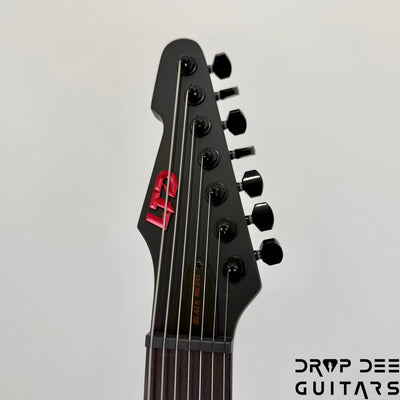 ESP LTD Phoenix-7 Baritone Black Metal 7-String Electric Guitar - Black Red Burst Satin