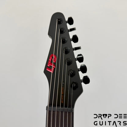 ESP LTD Phoenix-7 Baritone Black Metal 7-String Electric Guitar - Black Red Burst Satin