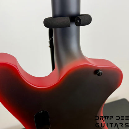 ESP LTD Phoenix-7 Baritone Black Metal 7-String Electric Guitar - Black Red Burst Satin