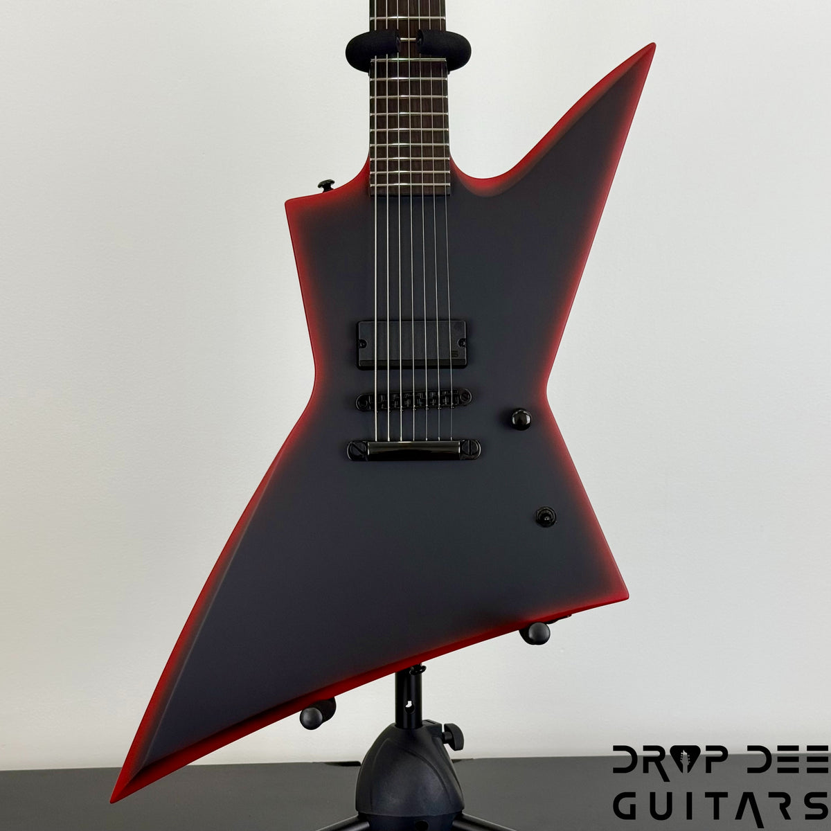 ESP LTD EXL-7 Baritone Black Metal 7-String Electric Guitar - Black Red Burst Satin