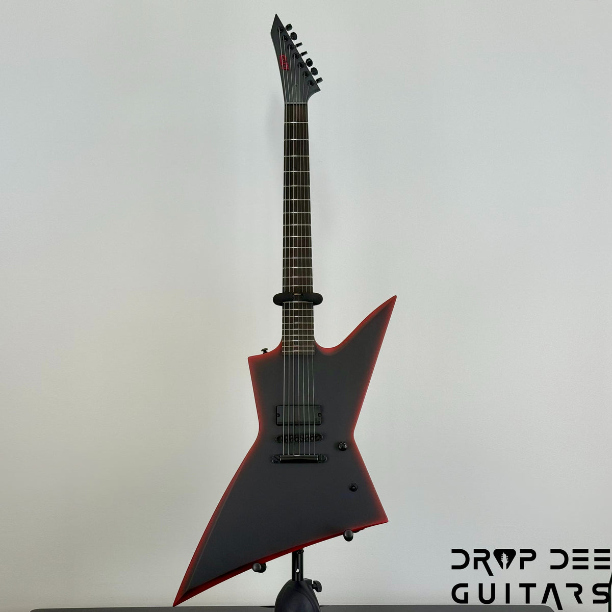 ESP LTD EXL-7 Baritone Black Metal 7-String Electric Guitar - Black Red Burst Satin