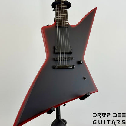 ESP LTD EXL-7 Baritone Black Metal 7-String Electric Guitar - Black Red Burst Satin