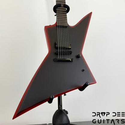 ESP LTD EXL-7 Baritone Black Metal 7-String Electric Guitar - Black Red Burst Satin