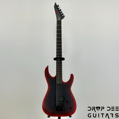 ESP LTD M-6 Evertune 30" Baritone Black Metal Electric Guitar - Black Red Burst Satin