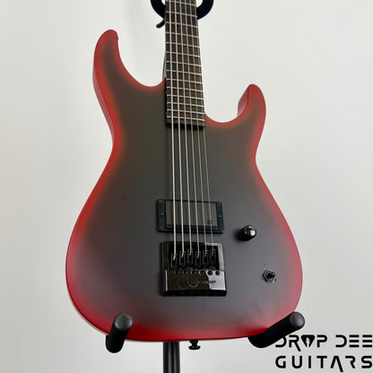 ESP LTD M-6 Evertune 30" Baritone Black Metal Electric Guitar - Black Red Burst Satin