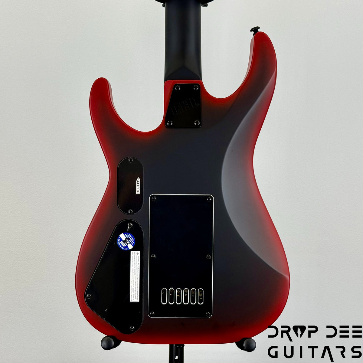 ESP LTD M-6 Evertune 30" Baritone Black Metal Electric Guitar - Black Red Burst Satin
