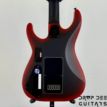 ESP LTD M-6 Evertune 30" Baritone Black Metal Electric Guitar - Black Red Burst Satin