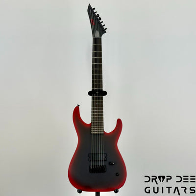 ESP LTD M-7HT Baritone Black Metal 7-String Electric Guitar - Black Red Burst Satin