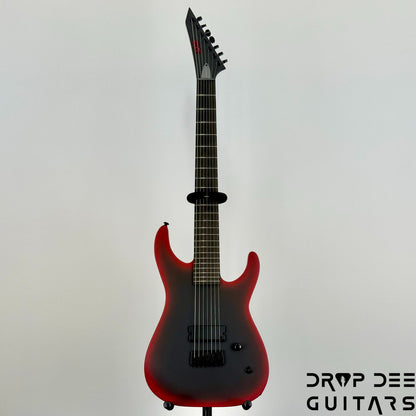ESP LTD M-7HT Baritone Black Metal 7-String Electric Guitar - Black Red Burst Satin