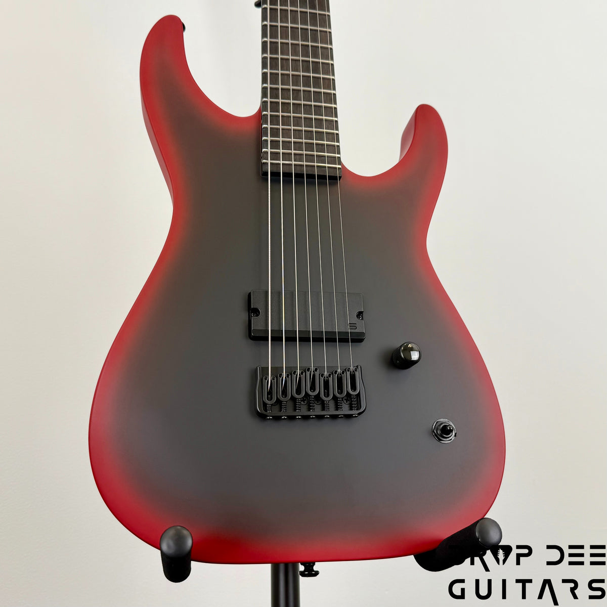 ESP LTD M-7HT Baritone Black Metal 7-String Electric Guitar - Black Red Burst Satin
