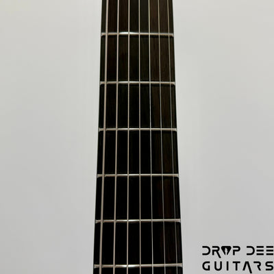 ESP LTD M-7HT Baritone Black Metal 7-String Electric Guitar - Black Red Burst Satin