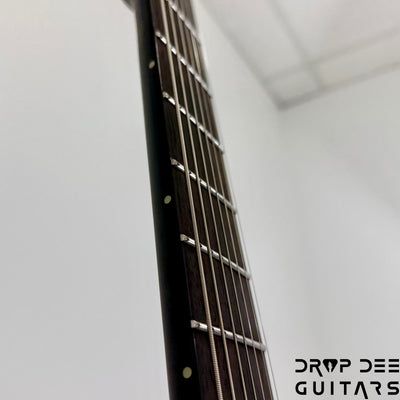 ESP LTD M-7HT Baritone Black Metal 7-String Electric Guitar - Black Red Burst Satin