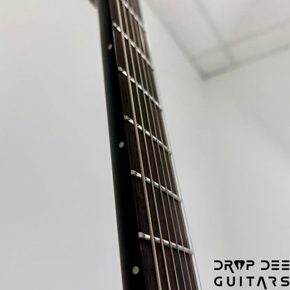 ESP LTD M-7HT Baritone Black Metal 7-String Electric Guitar - Black Red Burst Satin