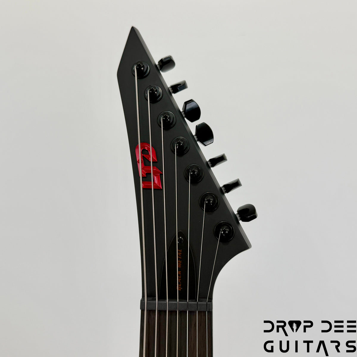 ESP LTD M-7HT Baritone Black Metal 7-String Electric Guitar - Black Red Burst Satin