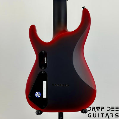ESP LTD M-7HT Baritone Black Metal 7-String Electric Guitar - Black Red Burst Satin