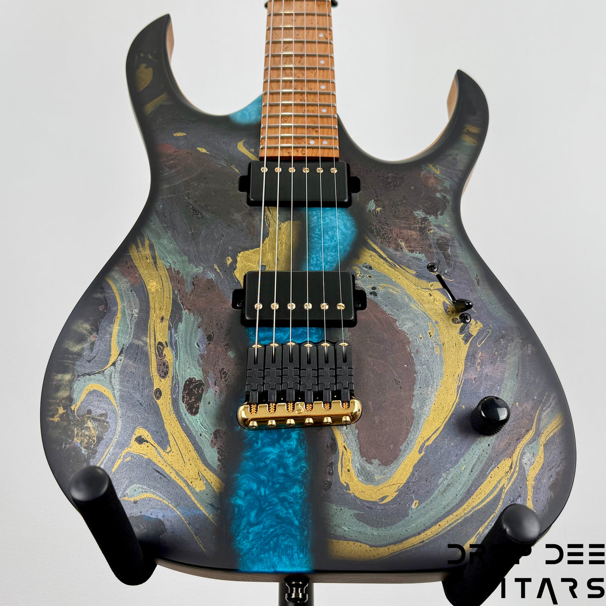 Mayones Duvell Elite 6 Electric Guitar w/ Case - Monolith Custom Satin + Swirl