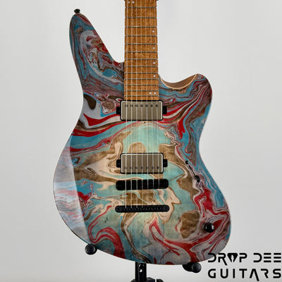 Mayones Jassper Elite 7 Baritone Electric Guitar w/ Case - Trans NaturalFade Graphite Burst Out Gloss Swirl