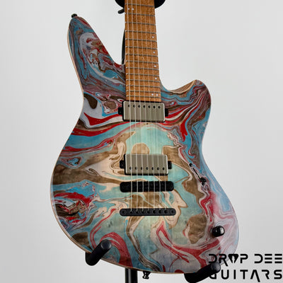 Mayones Jassper Elite 7 Baritone Electric Guitar w/ Case - Trans NaturalFade Graphite Burst Out Gloss Swirl