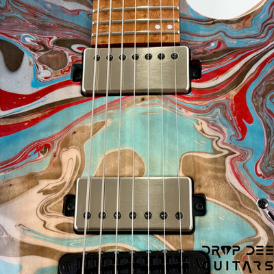Mayones Jassper Elite 7 Baritone Electric Guitar w/ Case - Trans NaturalFade Graphite Burst Out Gloss Swirl