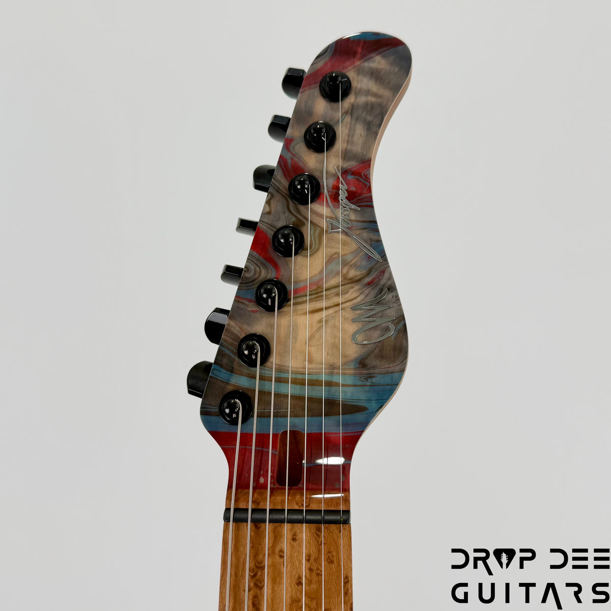 Mayones Jassper Elite 7 Baritone Electric Guitar w/ Case - Trans NaturalFade Graphite Burst Out Gloss Swirl