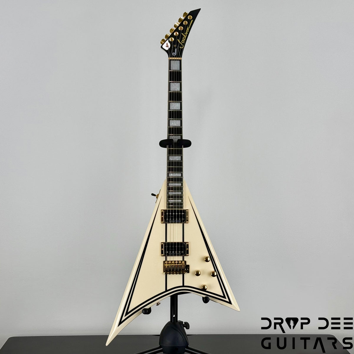 Jackson Legend Series Limited Edition Signature Randy Rhoads CD1 Electric Guitar w/ Case - Vintage White with Black Pinstripes