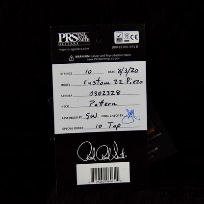 Paul Reed Smith Custom 22 Piezo 10 Top Electric Guitar w/ Case