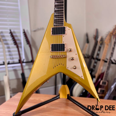 ESP LTD Kirk Hammett Signature KH-V Electric Guitar w/ Case - Metallic Gold